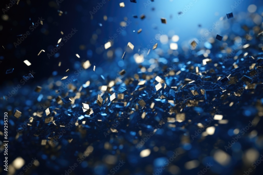 Poster colorful confetti falling from the sky, creating a festive atmosphere. perfect for party invitations
