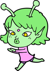 pretty cartoon alien girl