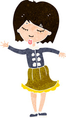 cartoon waving woman