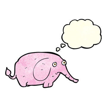 cartoon sad little elephant with thought bubble