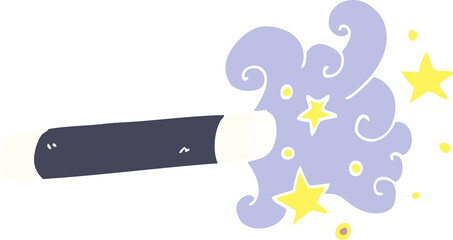 flat color illustration cartoon magician wand