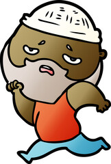 Obraz premium cartoon worried man with beard