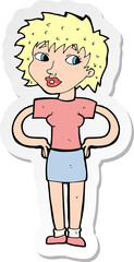 sticker of a cartoon woman with hands on hips