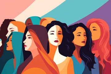A group of women standing next to each other. Ideal for illustrating teamwork, friendship, diversity, or women empowerment