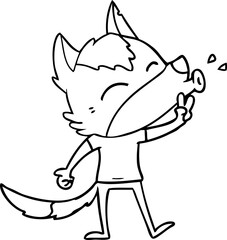 howling cartoon wolf wearing clothes