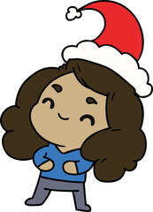 hand drawn christmas cartoon of kawaii girl