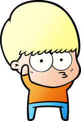 nervous cartoon boy