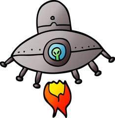 cartoon doodle alien spaceship