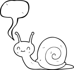 freehand drawn speech bubble cartoon cute snail
