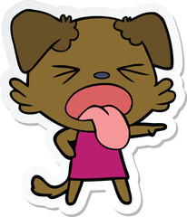 sticker of a cartoon disgusted dog