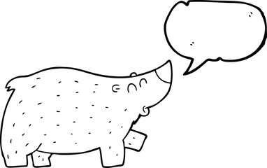 freehand drawn speech bubble cartoon bear