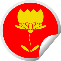circular peeling sticker cartoon of a flower
