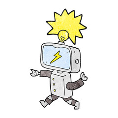 freehand textured cartoon little robot