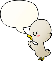 cute cartoon duckling with speech bubble in smooth gradient style