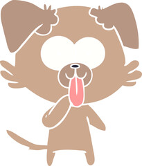 flat color style cartoon dog with tongue sticking out