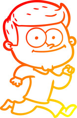 warm gradient line drawing of a cartoon happy man