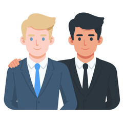 外国人サラリーマンとアジア人サラリーマンのベクターイラスト