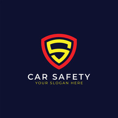 car insurance safety and car repairing detailing logo design vector