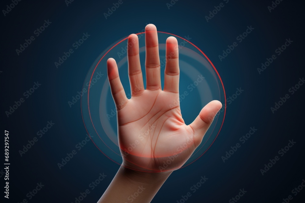 Aufkleber a person's hand with a circle around it. can be used to represent unity, teamwork, or connection
