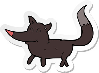 sticker of a cartoon little wolf