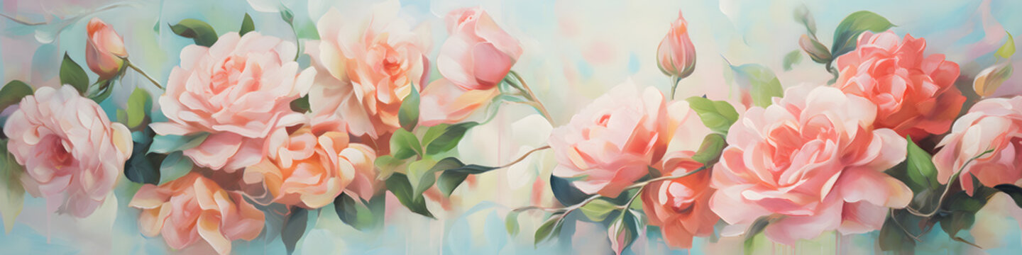 artistic abstract painting of rose flowers background banner