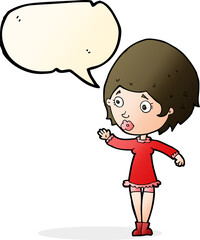 cartoon pretty woman with speech bubble