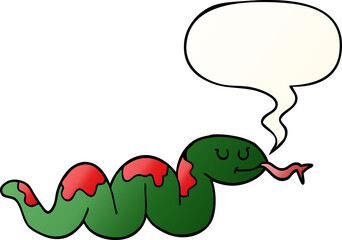 cartoon snake with speech bubble in smooth gradient style