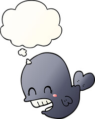 cartoon whale with thought bubble in smooth gradient style