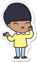 sticker of a happy cartoon boy