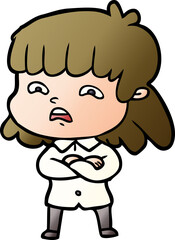 cartoon worried woman