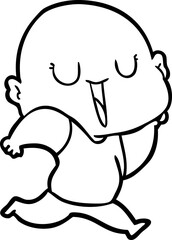happy cartoon bald man