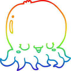 rainbow gradient line drawing of a cartoon jellyfish