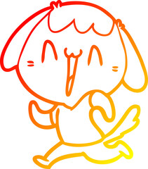 warm gradient line drawing of a cute cartoon dog