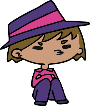 cartoon illustration of a kawaii cute boy