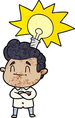 happy cartoon man with idea
