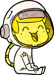 happy cartoon astronaut