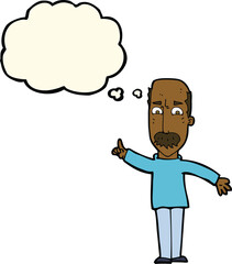 cartoon man issuing stern warning with thought bubble