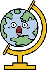 cute cartoon of a globe of the world