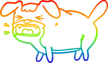 Obraz premium rainbow gradient line drawing of a cartoon dog barking