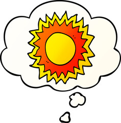 cartoon sun with thought bubble in smooth gradient style