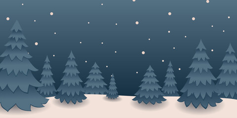 Winter landscape in flat style for cards and banners. Christmas landscape. Vector illustration.