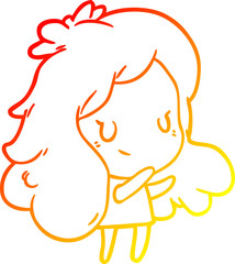 warm gradient line drawing of a cute girl