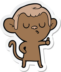 sticker of a cartoon calm monkey