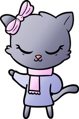 cute cartoon cat with bow