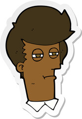 sticker of a cartoon man with narrowed eyes
