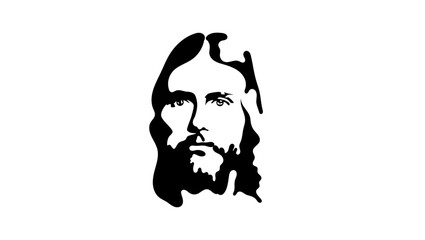 Jesus Christ, black isolated monochrome portrait