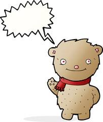 cartoon teddy bear with speech bubble