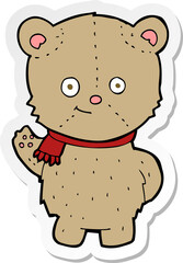sticker of a cartoon bear waving