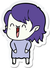 sticker of a cute cartoon happy vampire girl