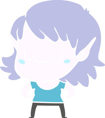 happy flat color style cartoon elf girl